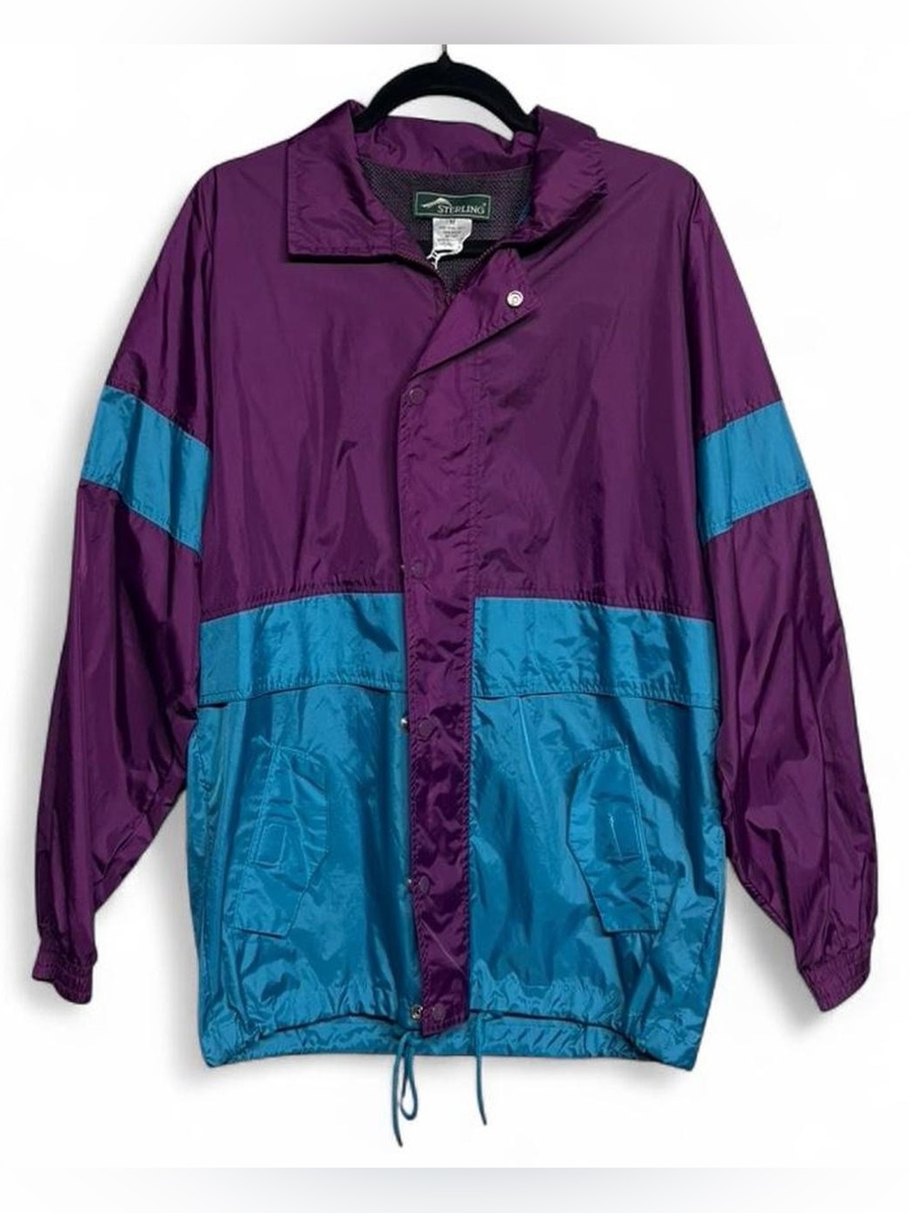 👾90’s Sterling Purple & Blue Long Sleeve Color-Blocked Windbreaker Jacket👾